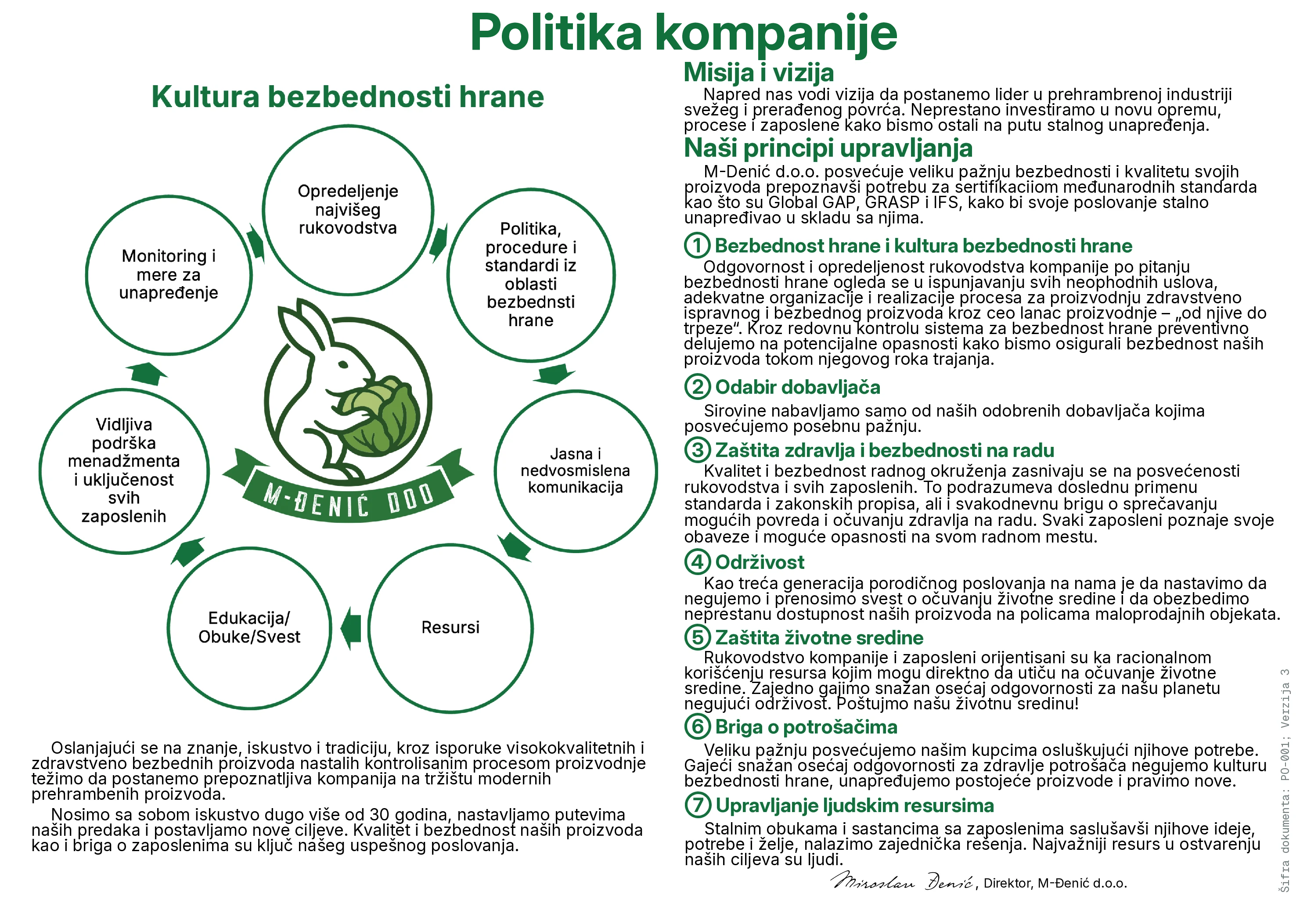 Politika kompanije M-Đenić