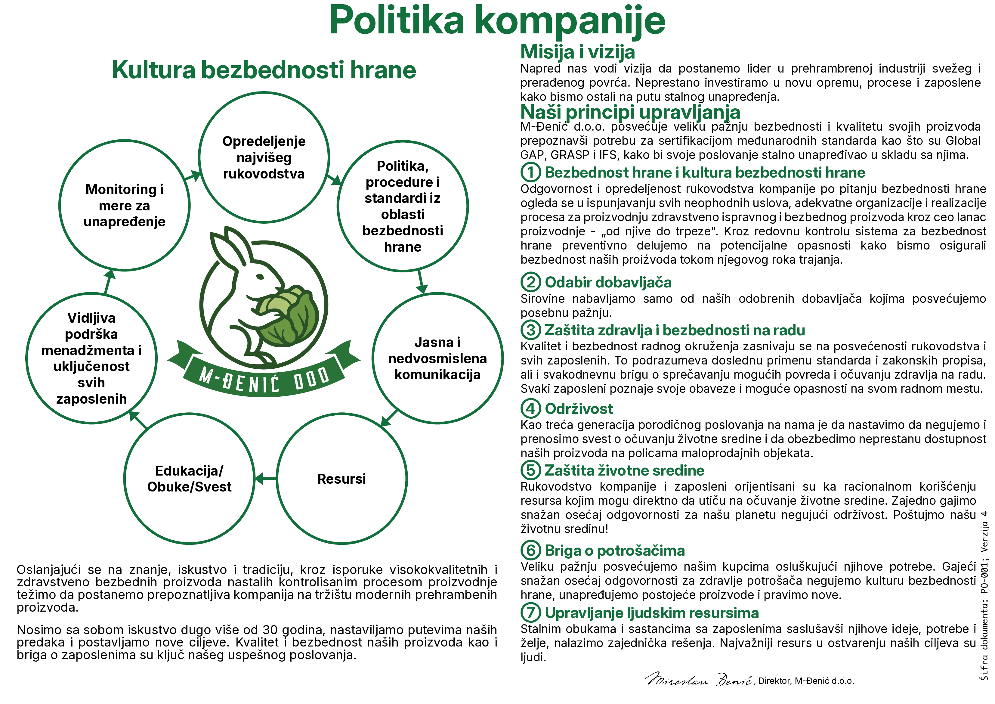 Politika kompanije M-Đenić